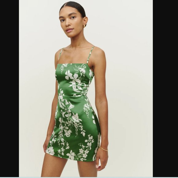 Reformation Green Floral Mini Dress - Picture 2 of 10